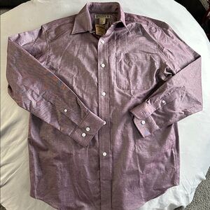 Duluth Trading Co. 100% Cotton Oxford Long Sleeve Button-Down Burgundy/Plum